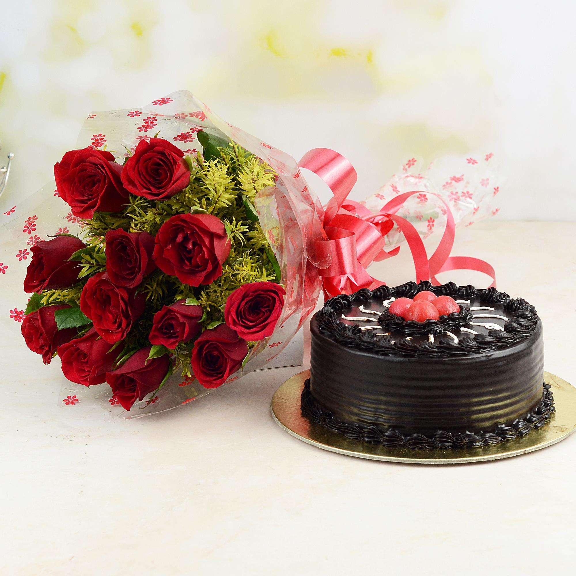 Chocolate Cake and Flowers