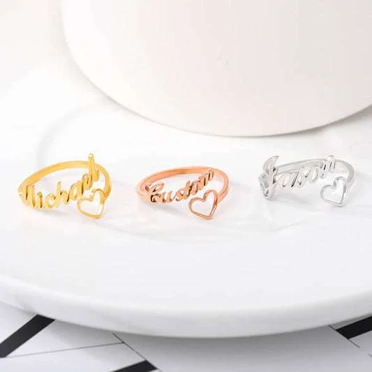 Single Name Heart Ring